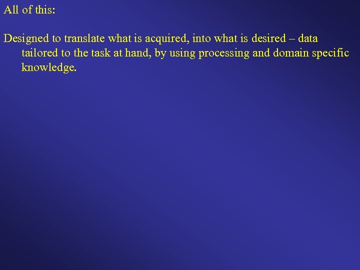 All of this: Designed to translate what is acquired, into what is desired –