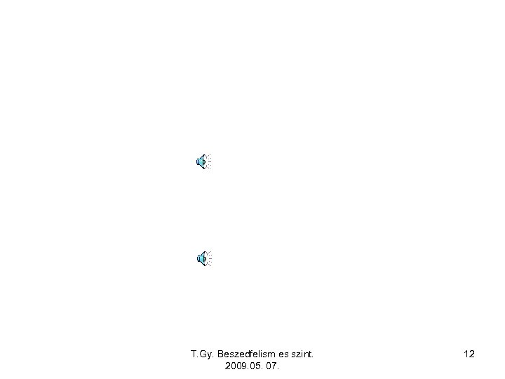 T. Gy. Beszedfelism es szint. 2009. 05. 07. 12 