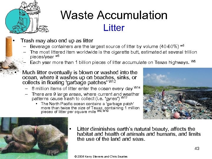 Waste Accumulation Litter • Trash may also end up as litter – Beverage containers