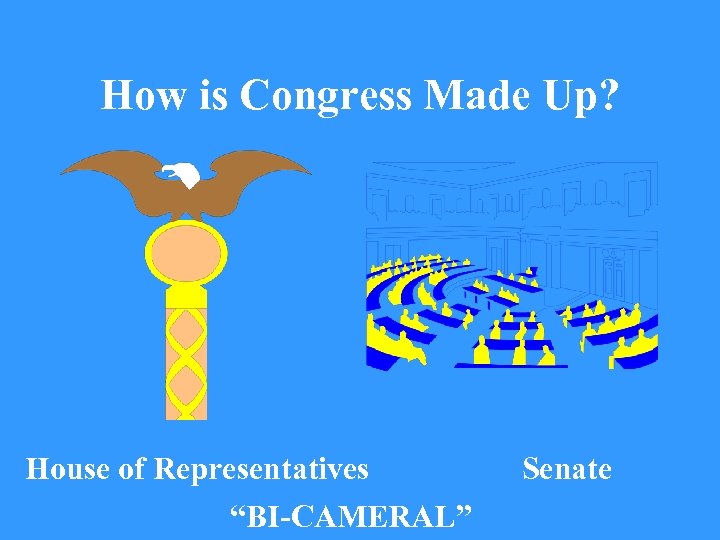 How is Congress Made Up? House of Representatives “BI-CAMERAL” Senate 