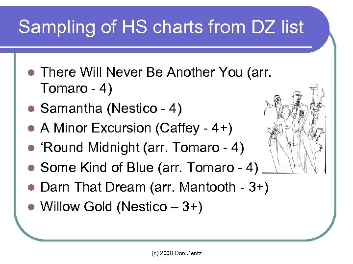 Sampling of HS charts from DZ list l l l l There Will Never