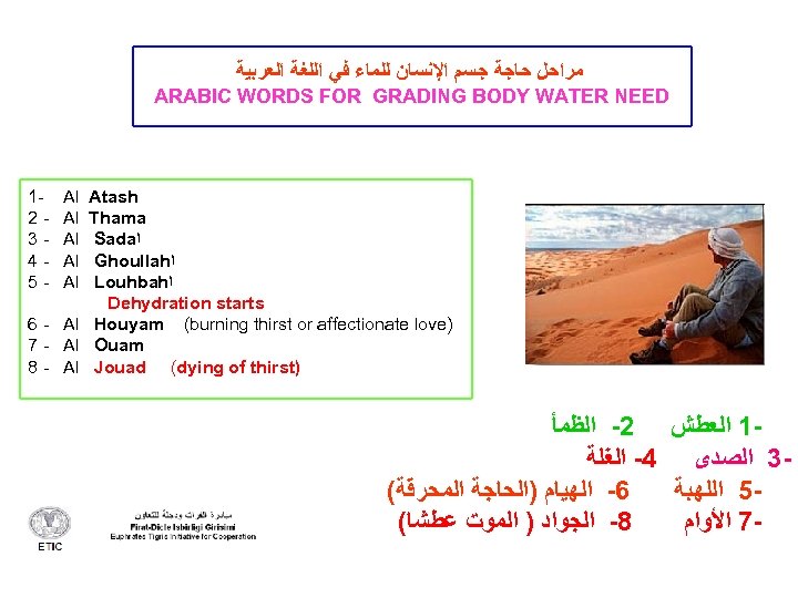  ﻣﺮﺍﺣﻞ ﺣﺎﺟﺔ ﺟﺴﻢ ﺍﻹﻧﺴﺎﻥ ﻟﻠﻤﺎﺀ ﻓﻲ ﺍﻟﻠﻐﺔ ﺍﻟﻌﺮﺑﻴﺔ ARABIC WORDS FOR GRADING BODY