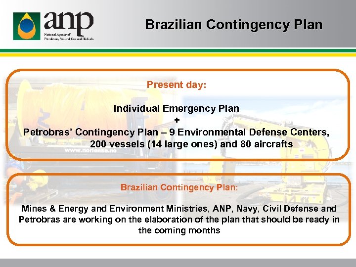 Brazilian Contingency Plan Present day: Individual Emergency Plan + Petrobras’ Contingency Plan – 9
