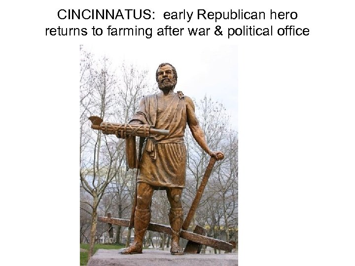 CINCINNATUS: early Republican hero returns to farming after war & political office 