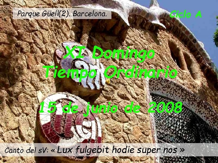 Parque Güell(2). Barcelona. Ciclo A XI Domingo Tiempo Ordinario 15 de junio de 2008