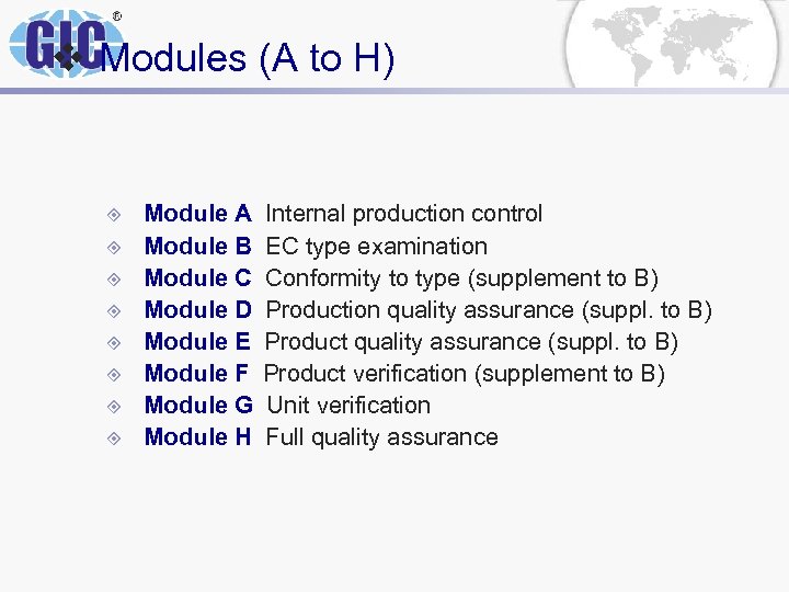 v Modules (A to H) ± ± ± ± Module A Internal production control