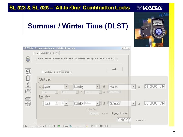 SL 523 & SL 525 – ‘All-in-One’ Combination Locks Summer / Winter Time (DLST)