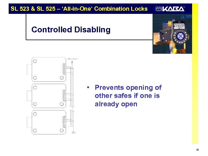 SL 523 & SL 525 – ‘All-in-One’ Combination Locks Controlled Disabling • Prevents opening