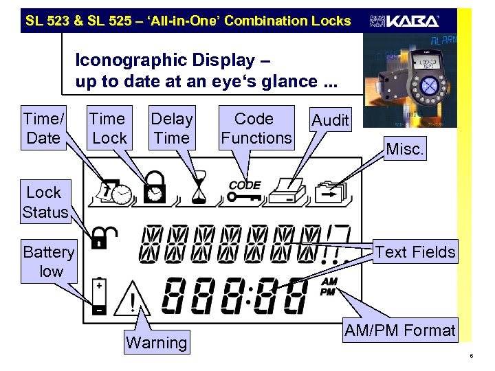 SL 523 & SL 525 – ‘All-in-One’ Combination Locks Iconographic Display – up to