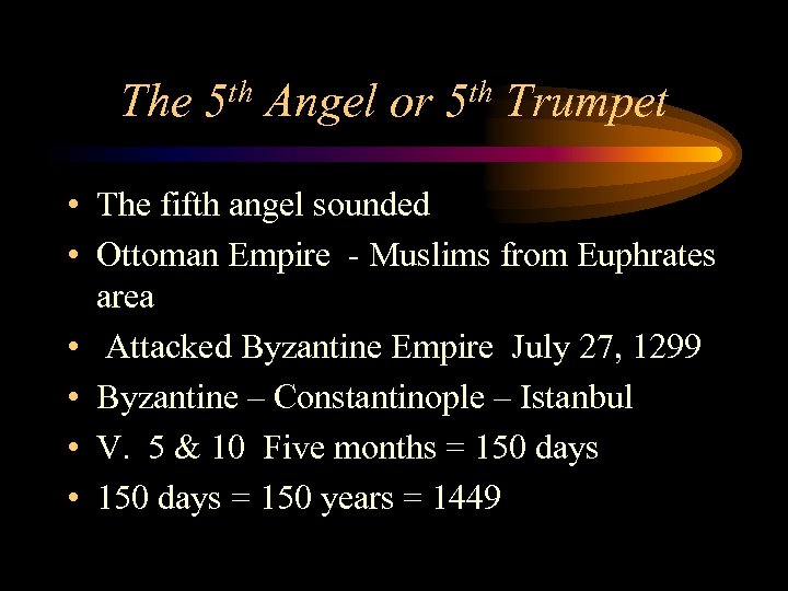The 5 th Angel or 5 th Trumpet • The fifth angel sounded •