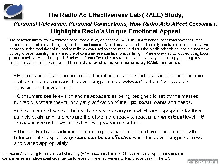 The Radio Ad Effectiveness Lab (RAEL) Study, Personal Relevance, Personal Connections, How Radio Ads