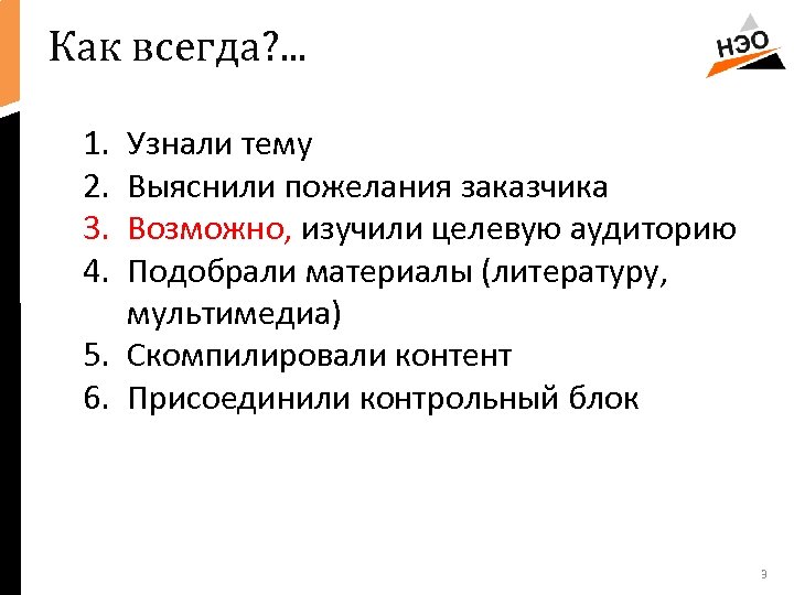 Как всегда? . . . 1. 2. 3. 4. Узнали тему Выяснили пожелания заказчика