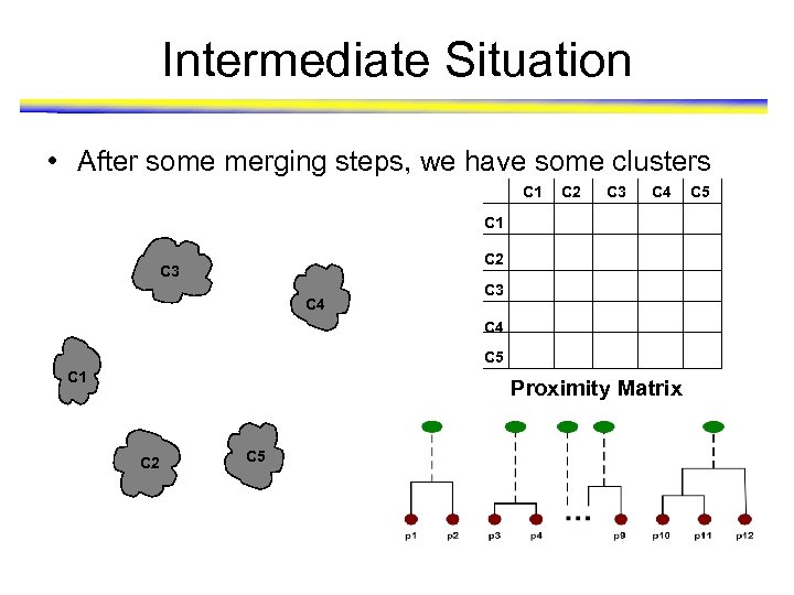 Intermediate Situation • After some merging steps, we have some clusters C 1 C