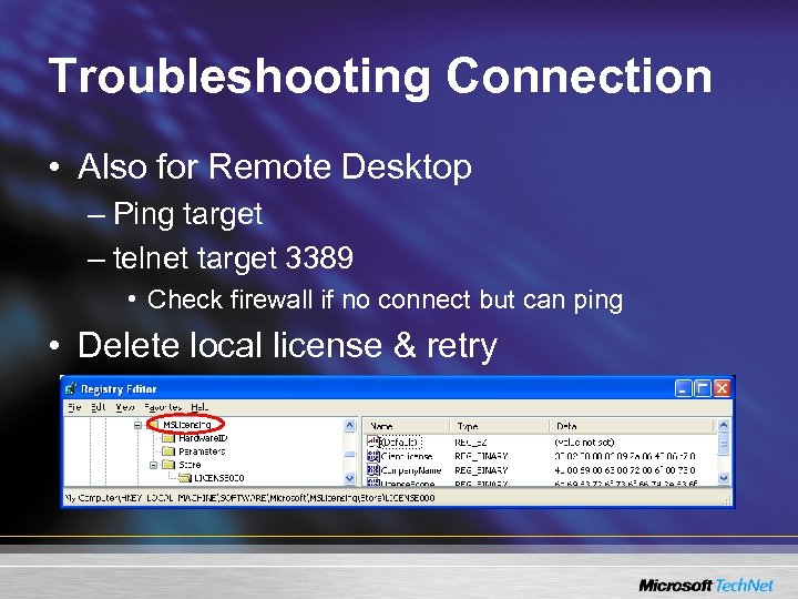 Troubleshooting Connection • Also for Remote Desktop – Ping target – telnet target 3389