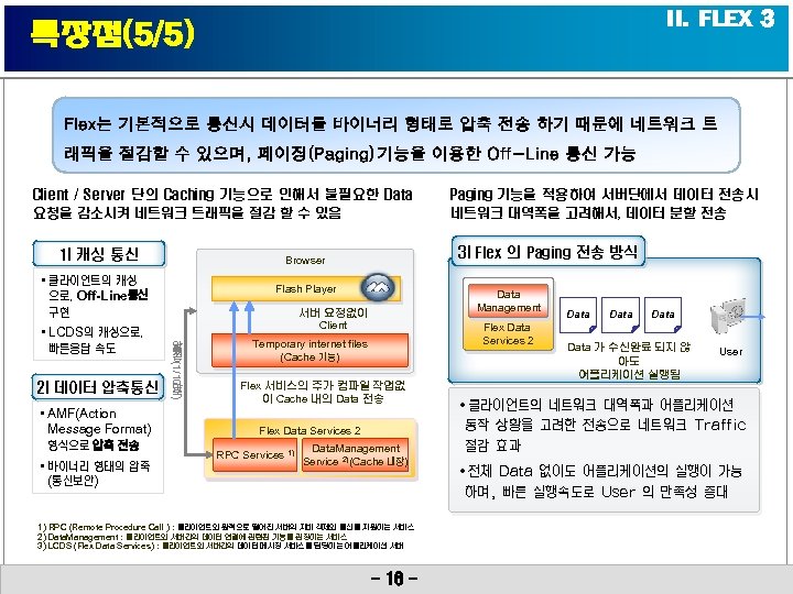 II. FLEX 3 특장점(5/5) Flex는 기본적으로 통신시 데이터를 바이너리 형태로 압축 전송 하기 때문에
