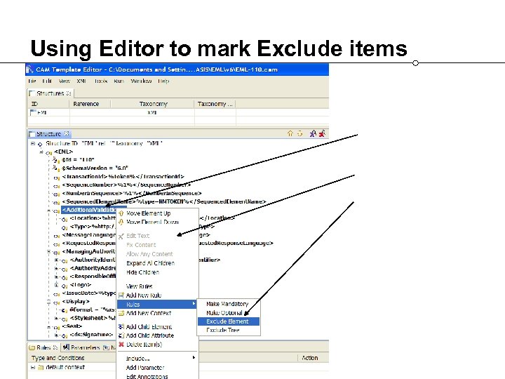 Using Editor to mark Exclude items 