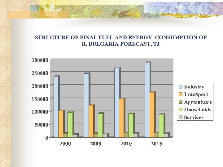 STRUCTURE OF FINAL FUEL AND ENERGY CONSUMPTION OF R. BULGARIA FORECAST, TJ 