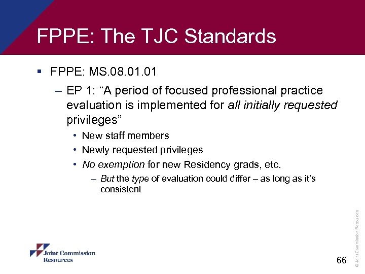 FPPE: The TJC Standards § FPPE: MS. 08. 01 – EP 1: “A period