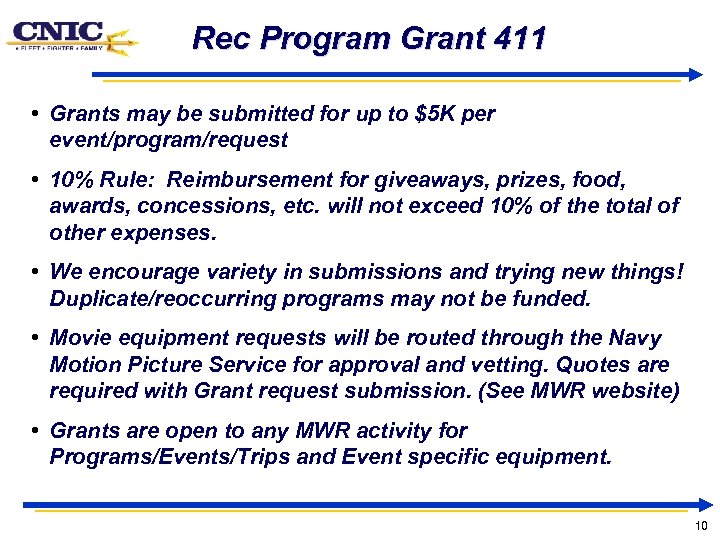 Rec Program Grant 411 • Grants may be submitted for up to $5 K