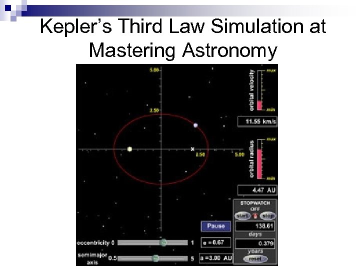 Kepler’s Third Law Simulation at Mastering Astronomy 