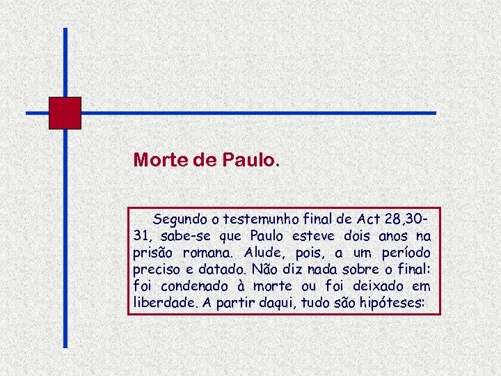 Morte de Paulo. Segundo o testemunho final de Act 28, 3031, sabe-se que Paulo