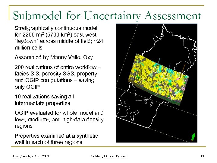 Submodel for Uncertainty Assessment Stratigraphically continuous model for 2200 mi 2 (5700 km 2)