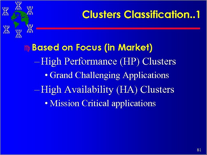 Clusters Classification. . 1 c Based on Focus (in Market) – High Performance (HP)