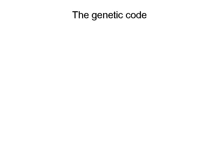 The genetic code 