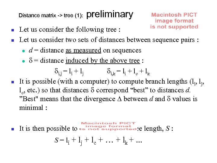 Distance matrix -> tree (1): preliminary Let us consider the following tree : Let