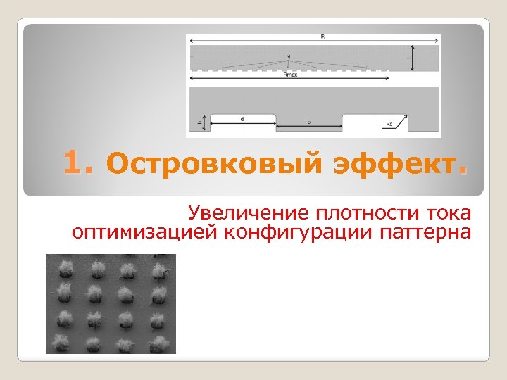 1. Островковый эффект. Увеличение плотности тока оптимизацией конфигурации паттерна 