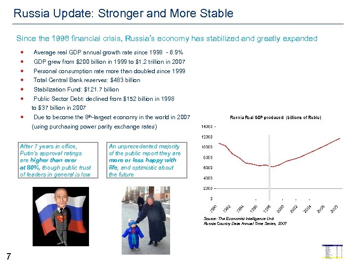 Russia Update: Stronger and More Stable Since the 1998 financial crisis, Russia’s economy has