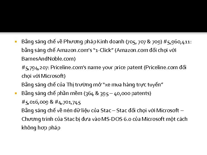  Bằng sáng chế về Phương pháp Kinh doanh (705, 707 & 709) #5,