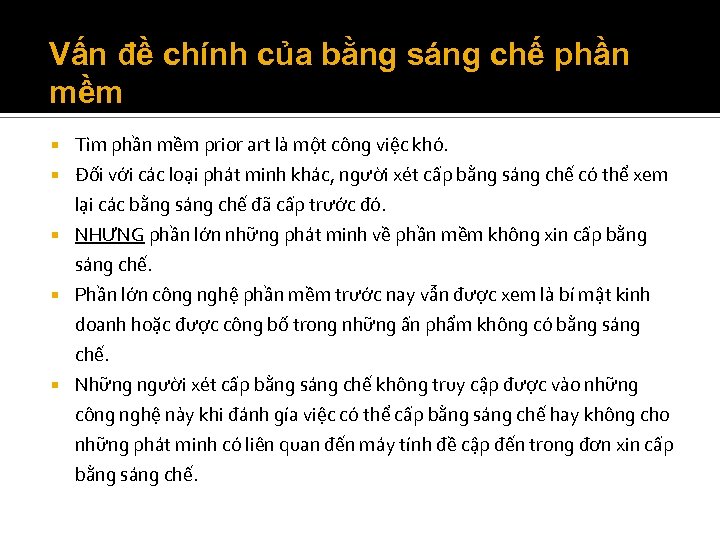 Vấn đề chính của bằng sáng chế phần mềm Tìm phần mềm prior art