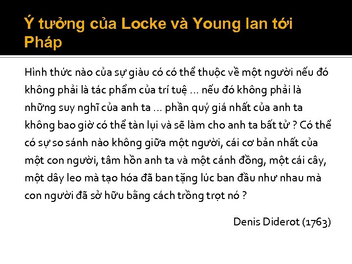 Ý tưởng của Locke và Young lan tới Pháp Hình thức nào của sự