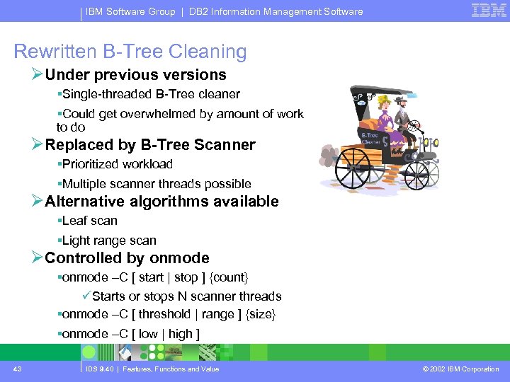 IBM Software Group | DB 2 Information Management Software Rewritten B-Tree Cleaning ØUnder previous