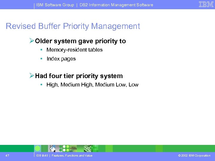 IBM Software Group | DB 2 Information Management Software Revised Buffer Priority Management ØOlder