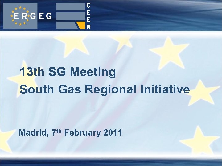 13 th SG Meeting South Gas Regional Initiative Madrid, 7 th February 2011 