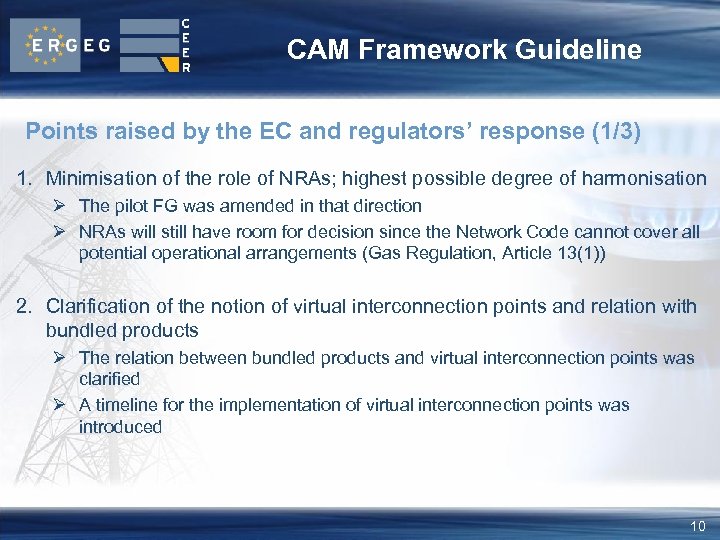 CAM Framework Guideline Points raised by the EC and regulators’ response (1/3) 1. Minimisation