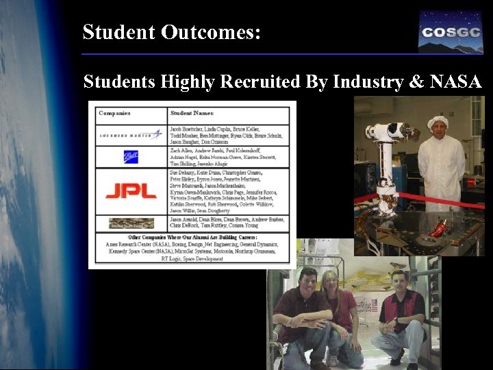 Student Outcomes: Students Highly Recruited By Industry & NASA 