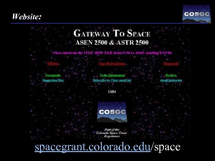 Website: spacegrant. colorado. edu/space 