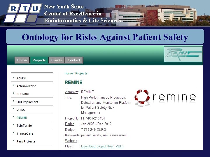 R T U New York State Center of Excellence in Bioinformatics & Life Sciences