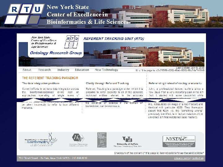 R T U New York State Center of Excellence in Bioinformatics & Life Sciences