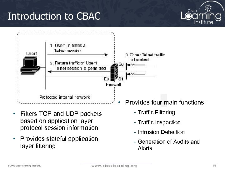 Introduction to CBAC • Provides four main functions: • Filters TCP and UDP packets