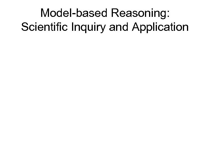 Model-based Reasoning: Scientific Inquiry and Application 