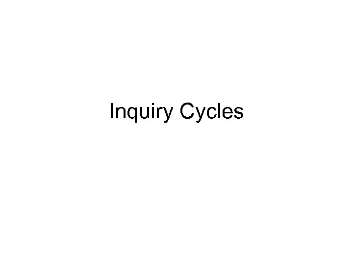 Inquiry Cycles 