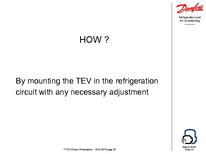 Refrigeration and Air Conditioning HOW ? By mounting the TEV in the refrigeration circuit