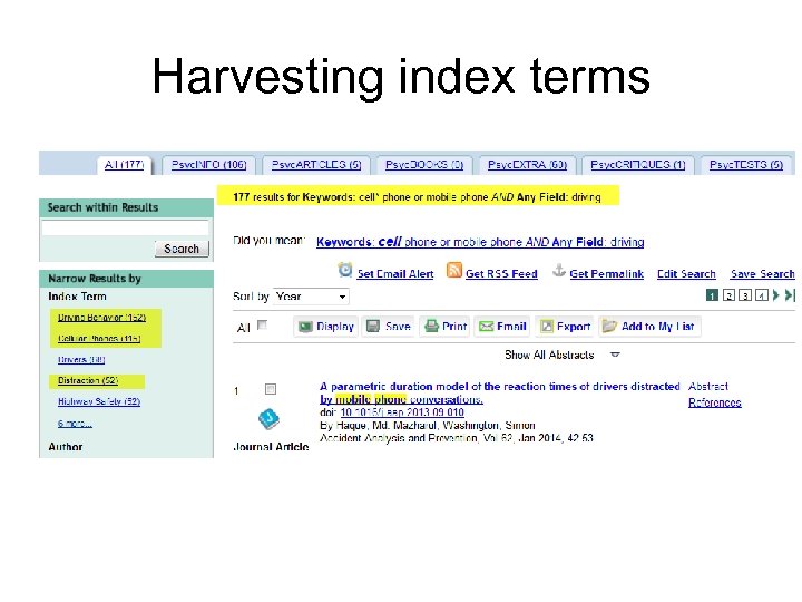 Harvesting index terms 