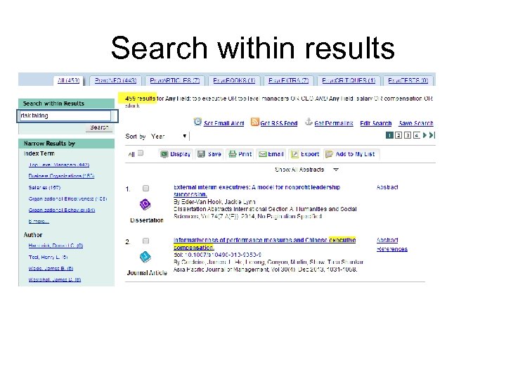 Search within results 
