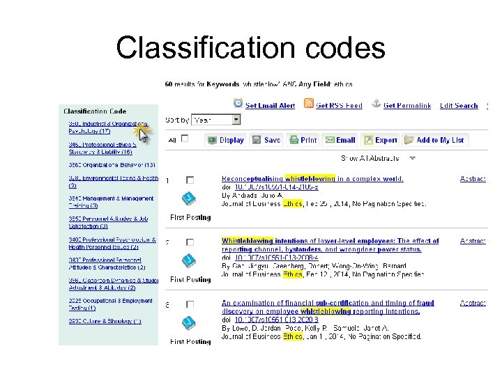 Classification codes 