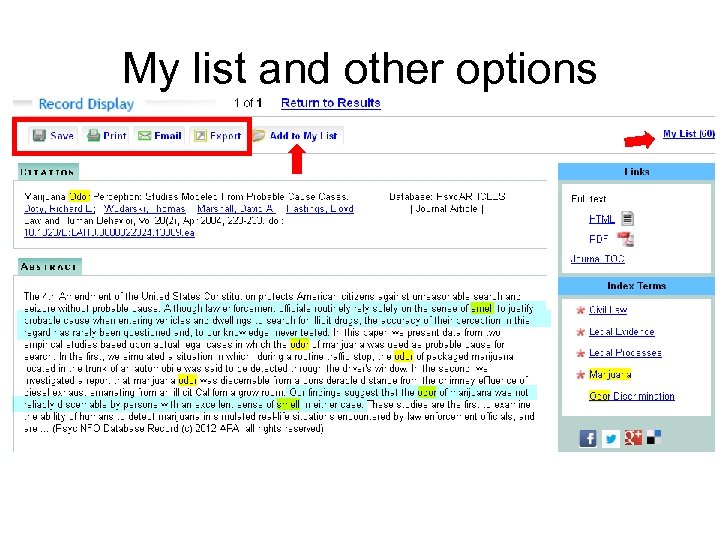 My list and other options 